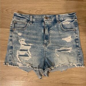 American Eagle Outfitters Light Blue Distressed Jean Shorts